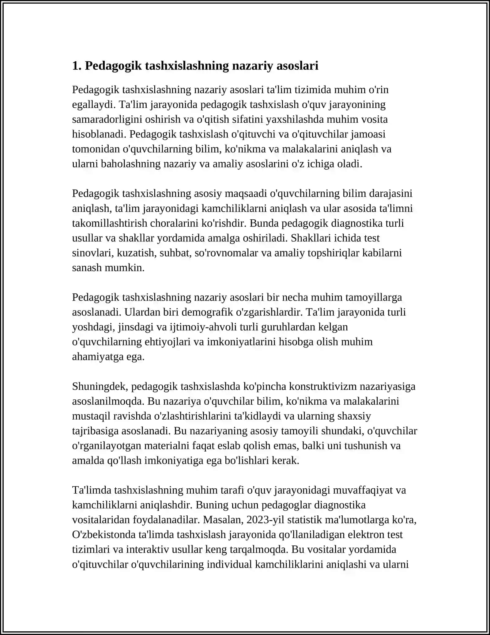 UMUMIY O'RTA TA'LIM MAKTABLARIDA PEDAGOGIK TASHXISLASH 3