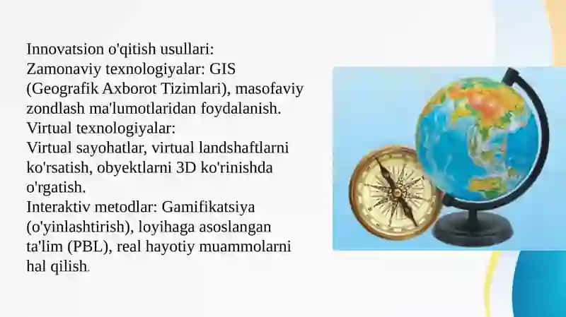 Geografik fanlarni o'qitish 3