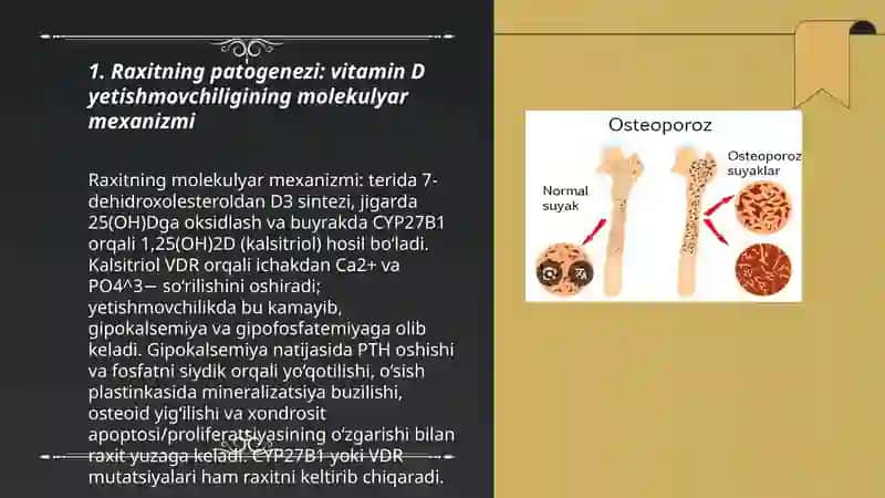 Raxit va osteoporoz patogenezi va davollash usullari 3