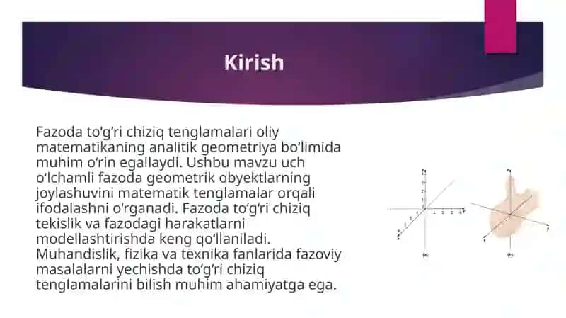 Fazoda to‘g‘ri chiziq tenglamalari 3