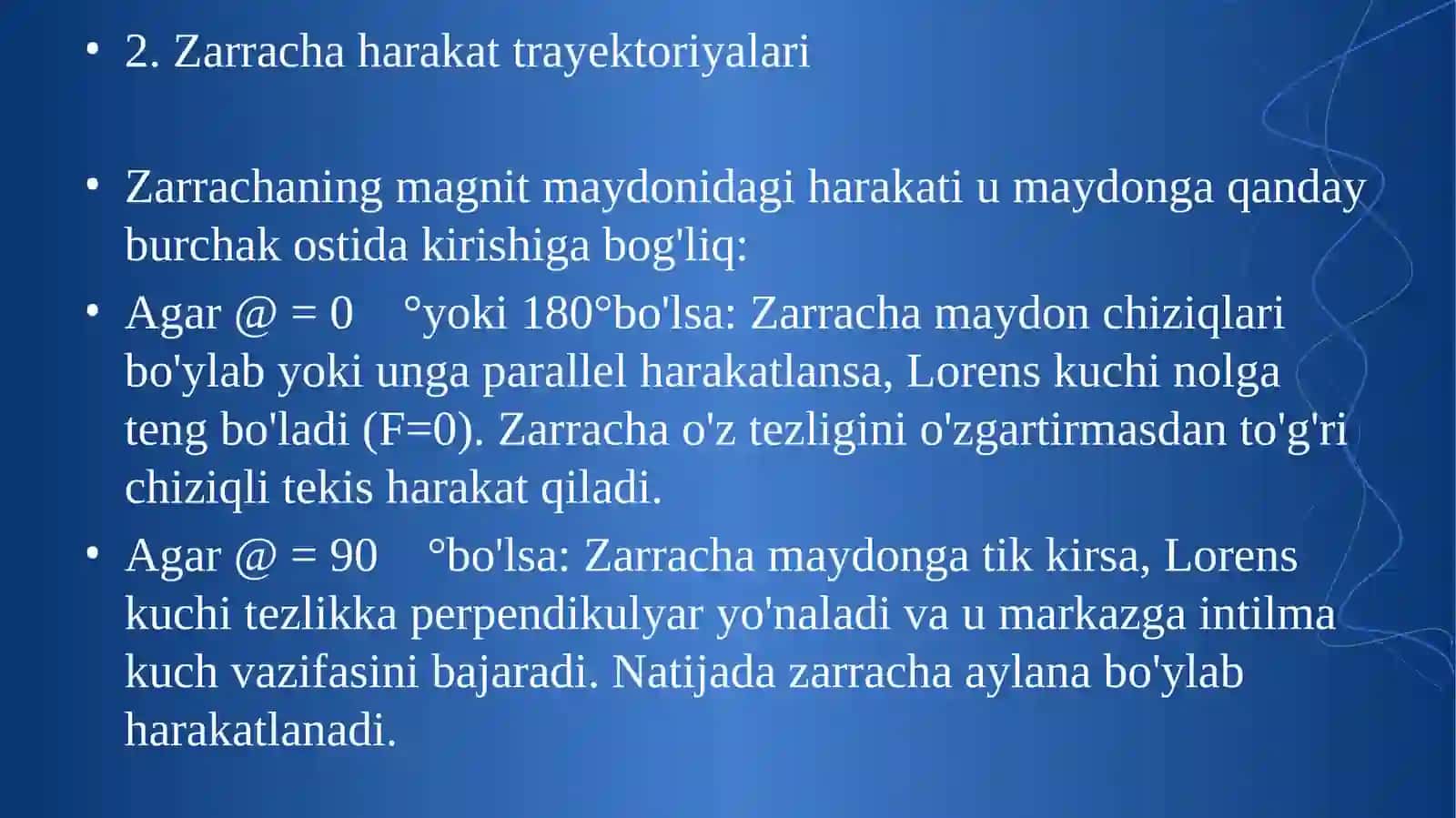 Magnit maydonda zaryadli zarralarning harakati 3