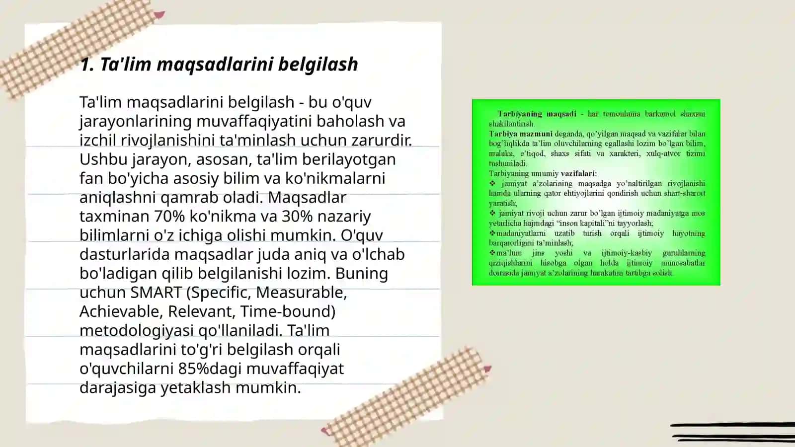 Ta'lim maqsadlarini belgilash 3