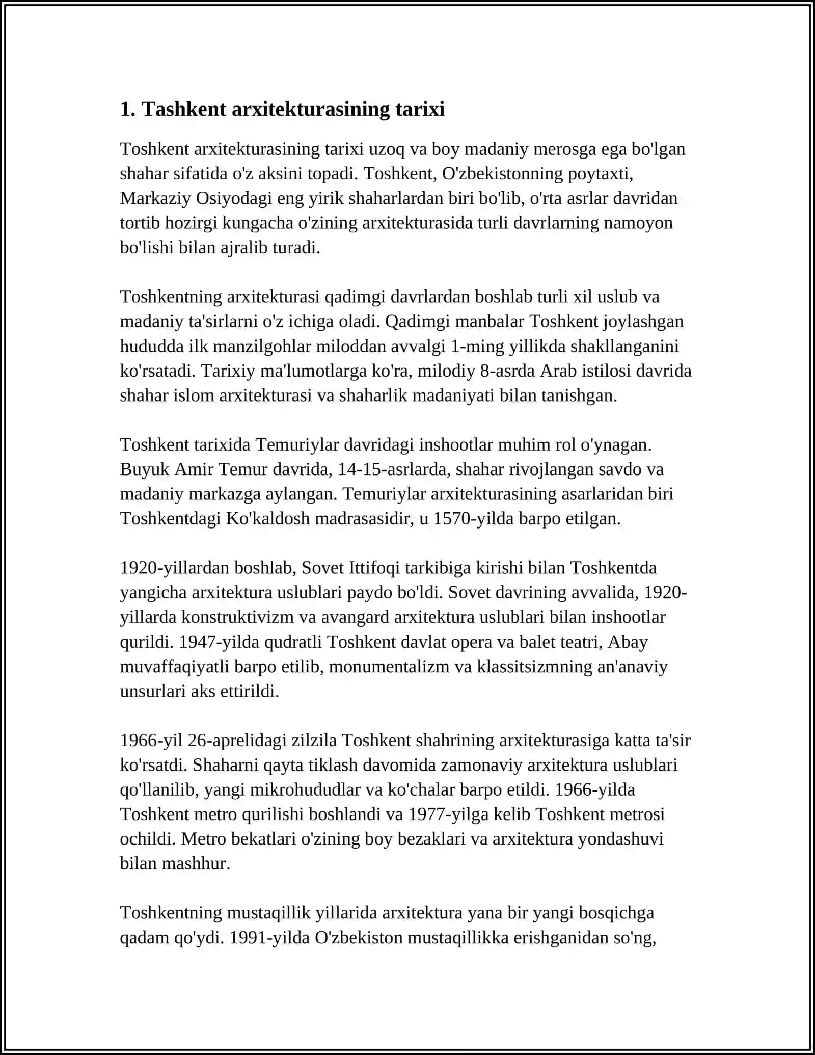 TOSHKENT ARXETUKTURA VA QURULISH UNVERSITI 3