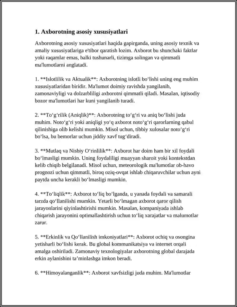 AXBOROT XUSUSIYATLARI VA UNING TURLARI 3