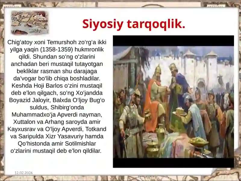 Amir Temur va Temuriylar davrida Uzbek davlatchiligi 3