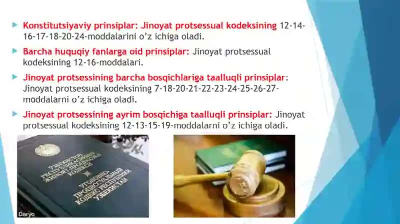 Jinoyat protsessual kodeksining 20-moddasi va prinsi 3