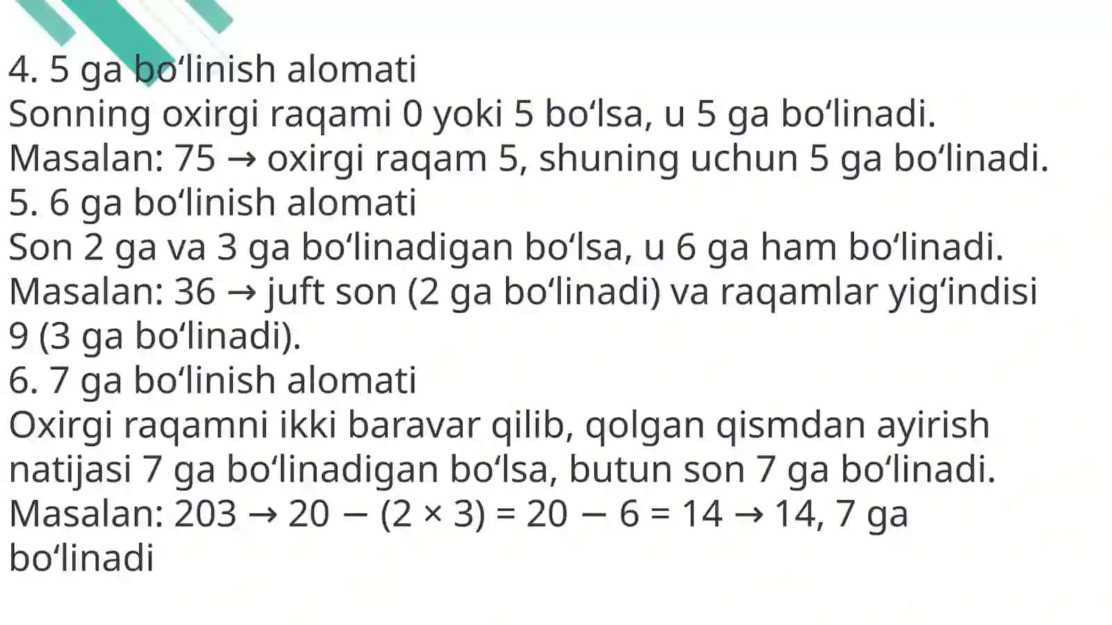 Bo‘linish alomatlari 3