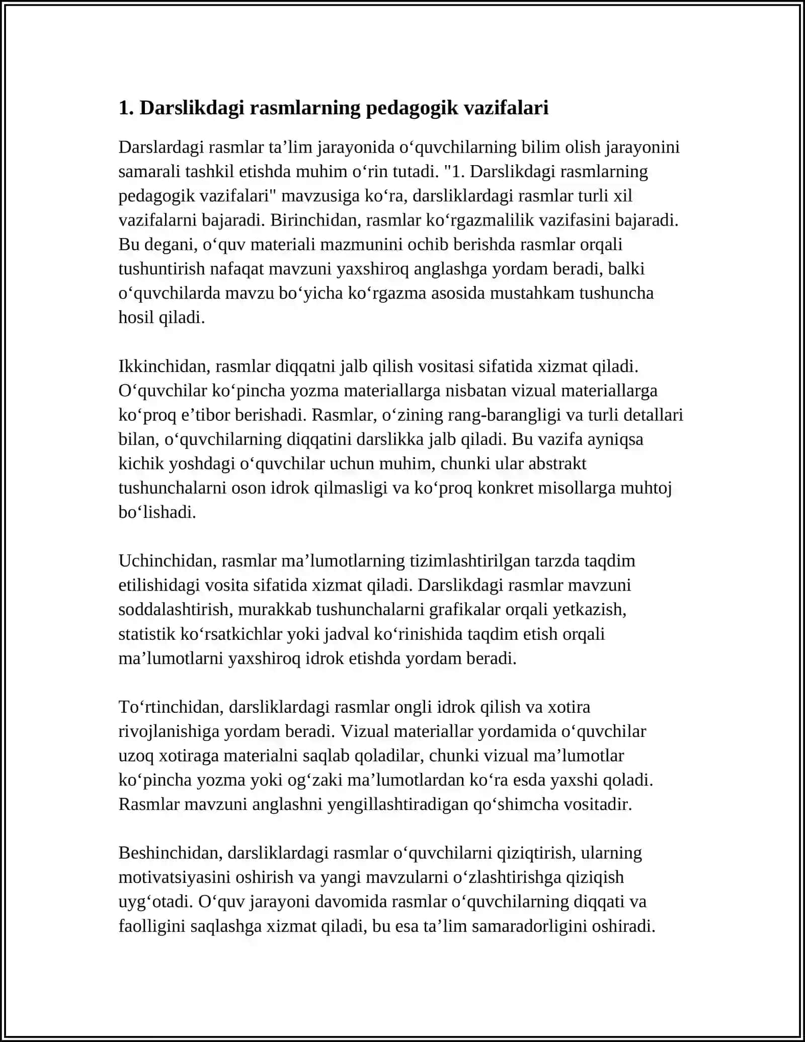 DARSLIKDAGI RASMLARNING DIDAKTIK RO‘LI 4 3