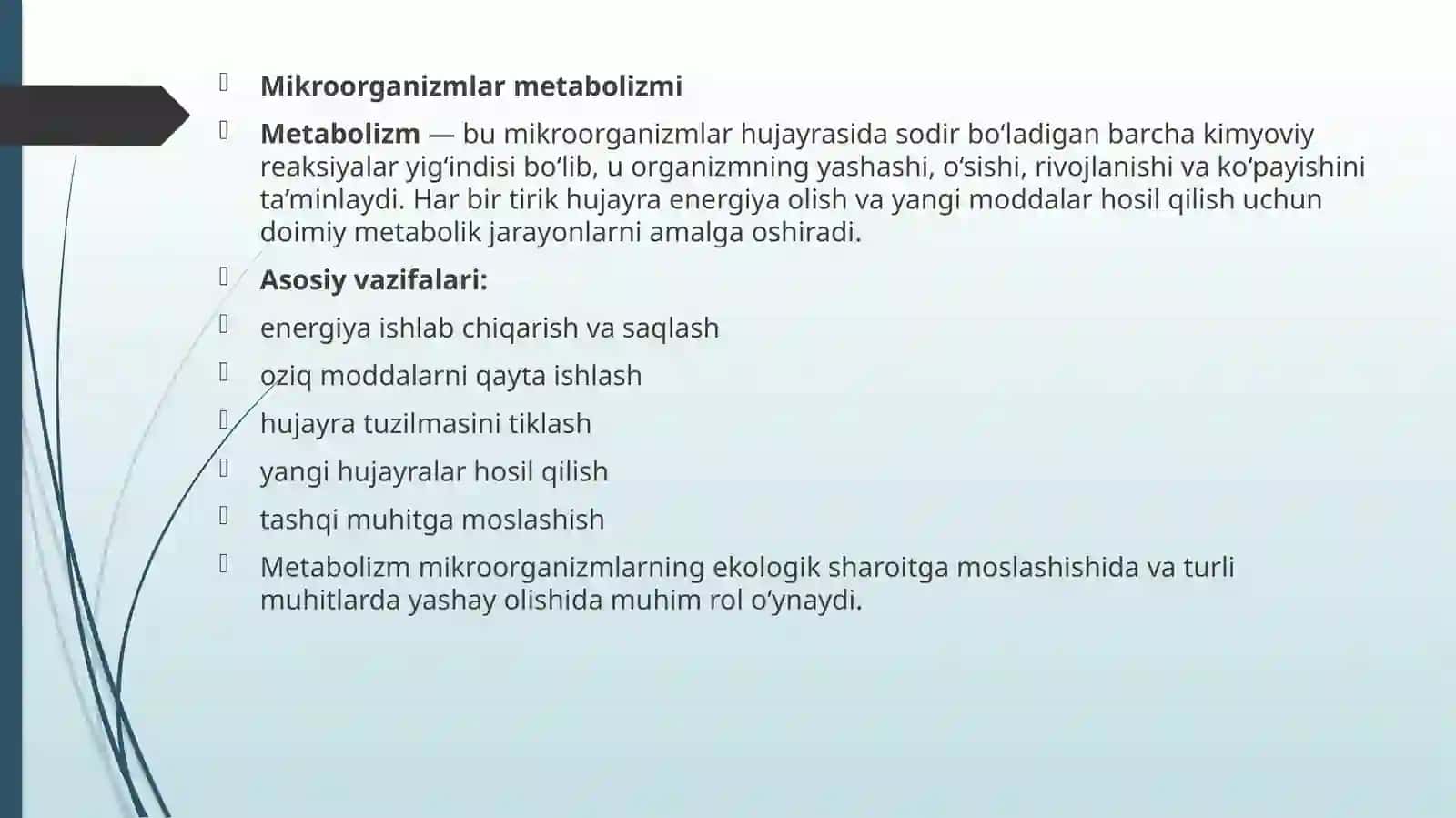 MIKROORGANIZIMLAR METABOLIZMI 3