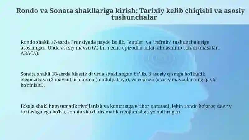 Rondo va Sonata shakllari: Tuzilishi va Xususiyatlari 3