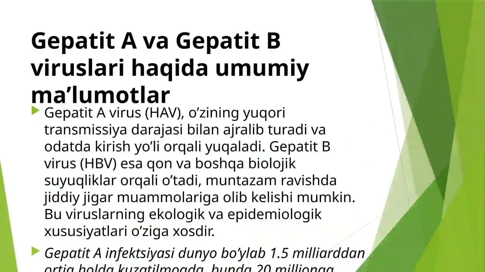 Gepatit A va Gepatit B qo’zg’atuvchi viruslar 3