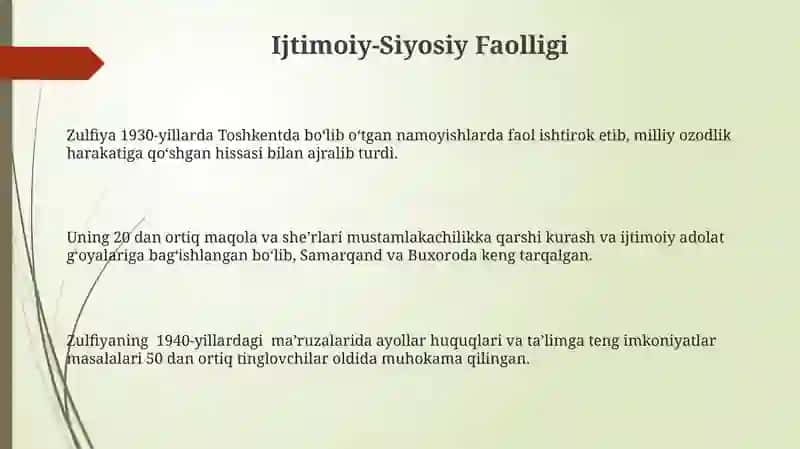 Zulfiya Qurolboy qizi hayoti va ijodi 3
