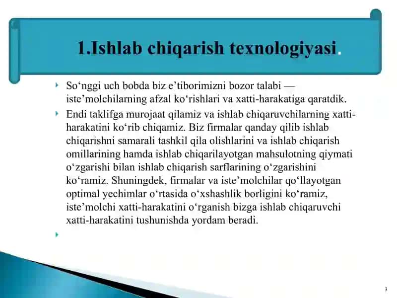 Ishlab chiqarish nazariyasi va uning modellari 3