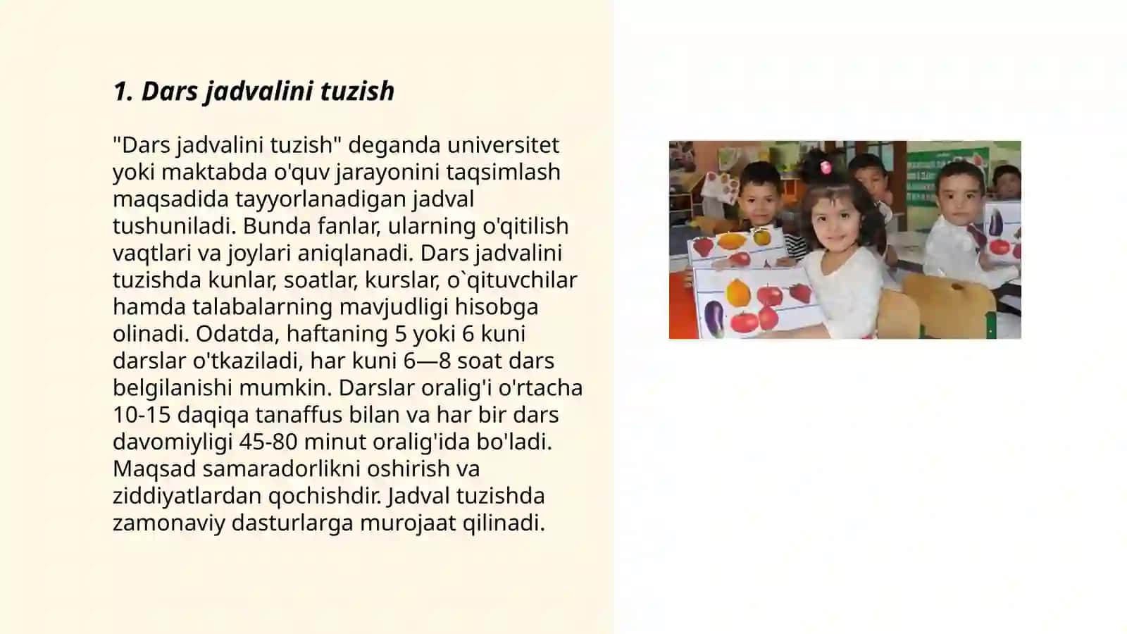 Dars jadvalini tuzish 3