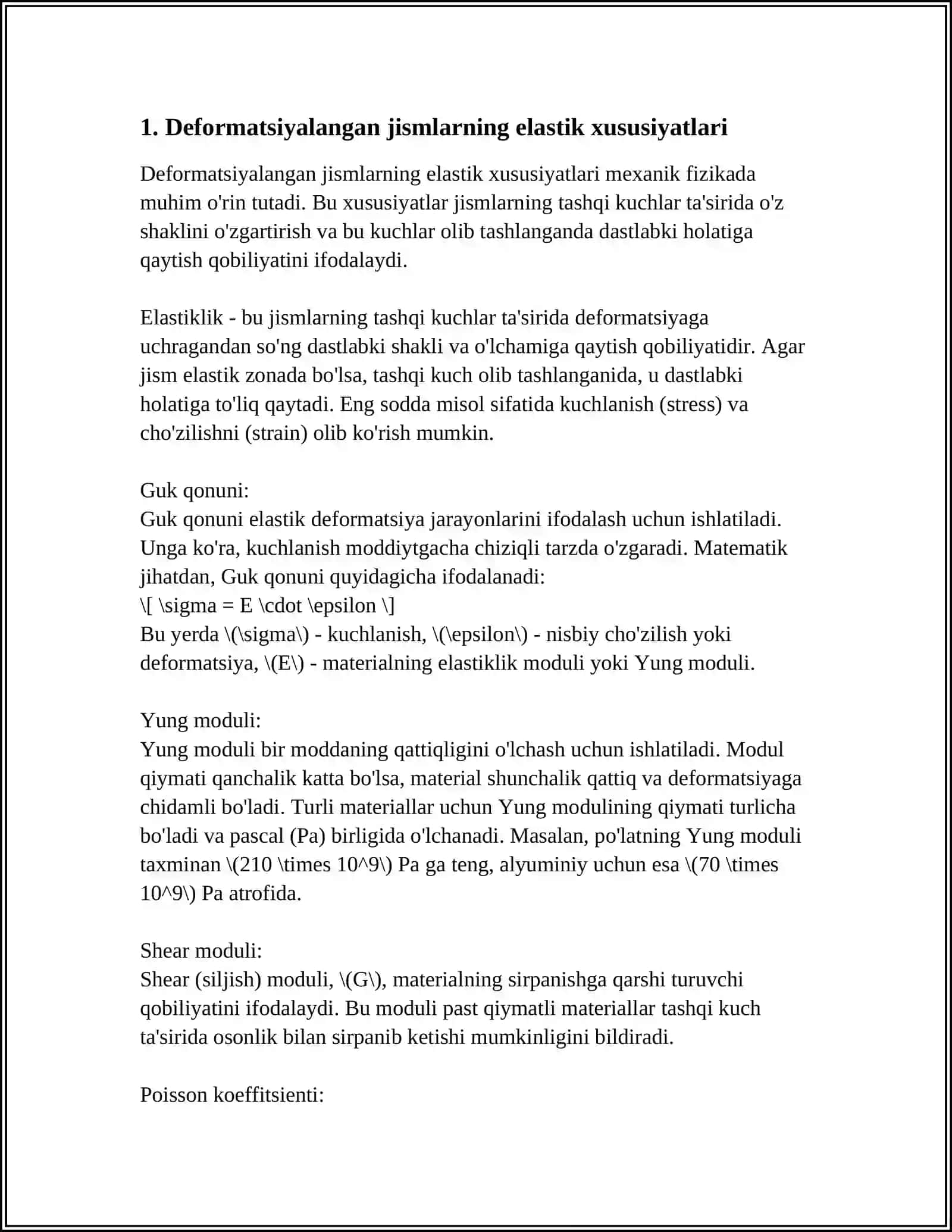 DEFARMATSIYALANGAN. JISIMLAR 3
