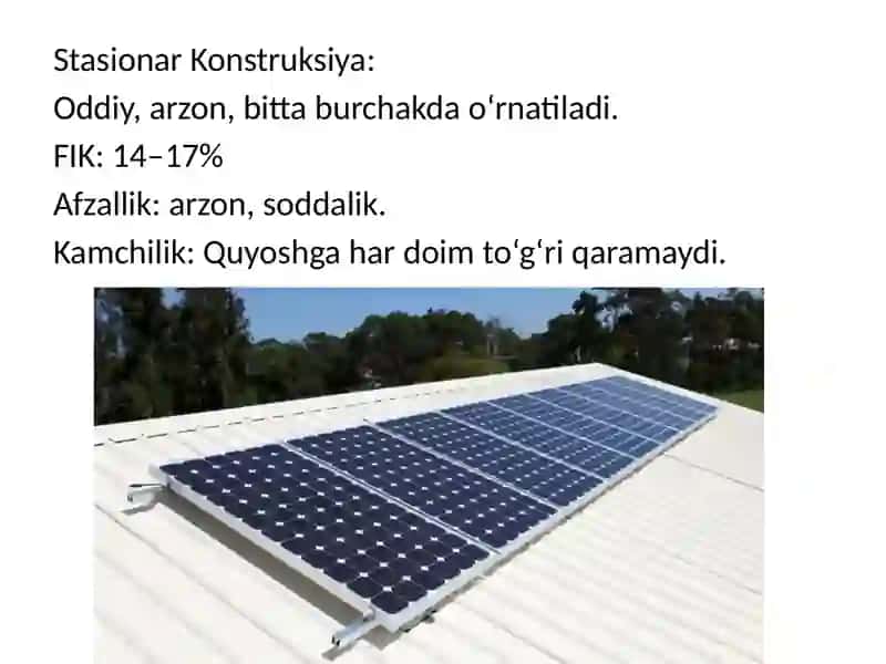 Quyosh panellari konstruksiyalari va FIK oshirish 3