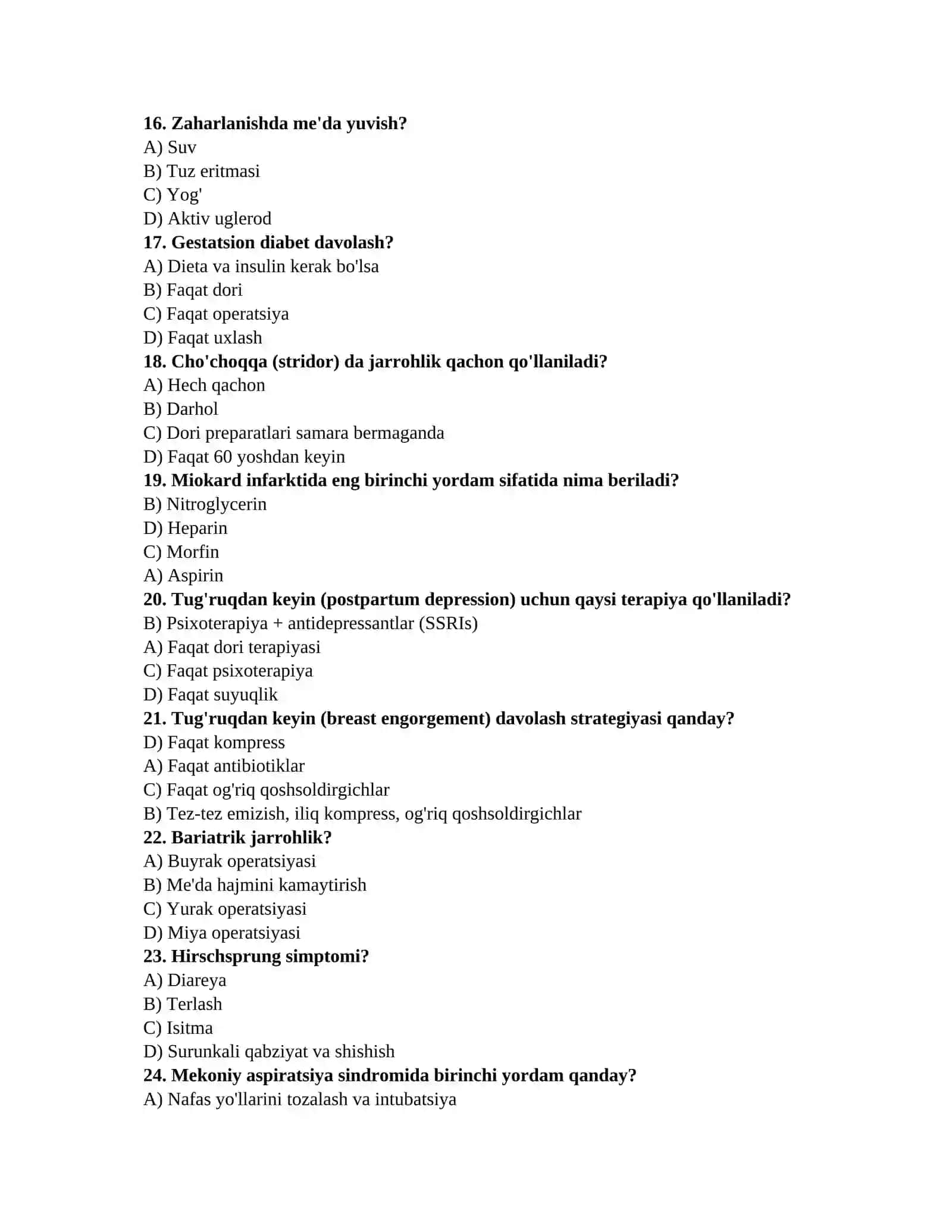 Ordinantura imtihon testlari 3