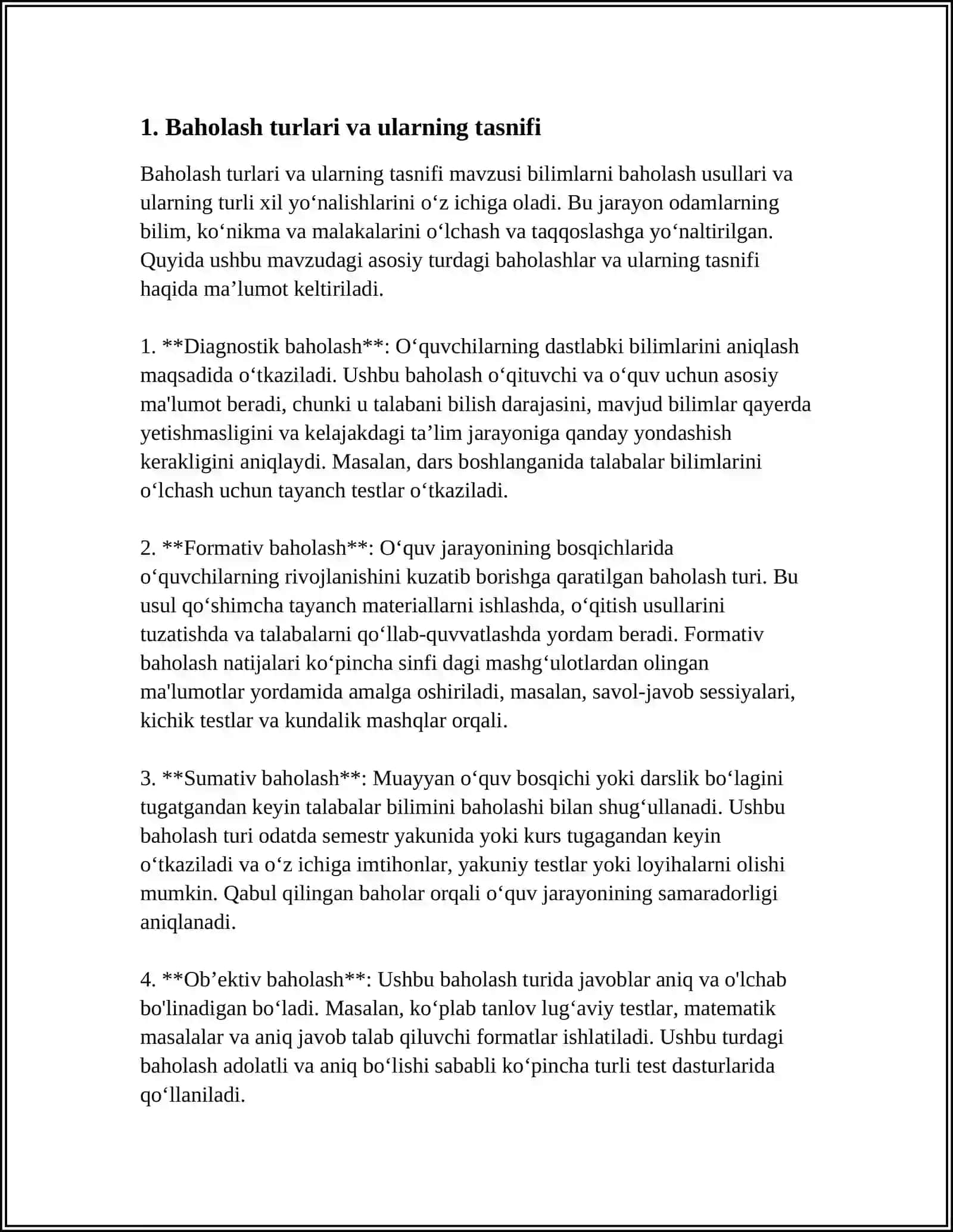 BAHOLASH TURLARI 3