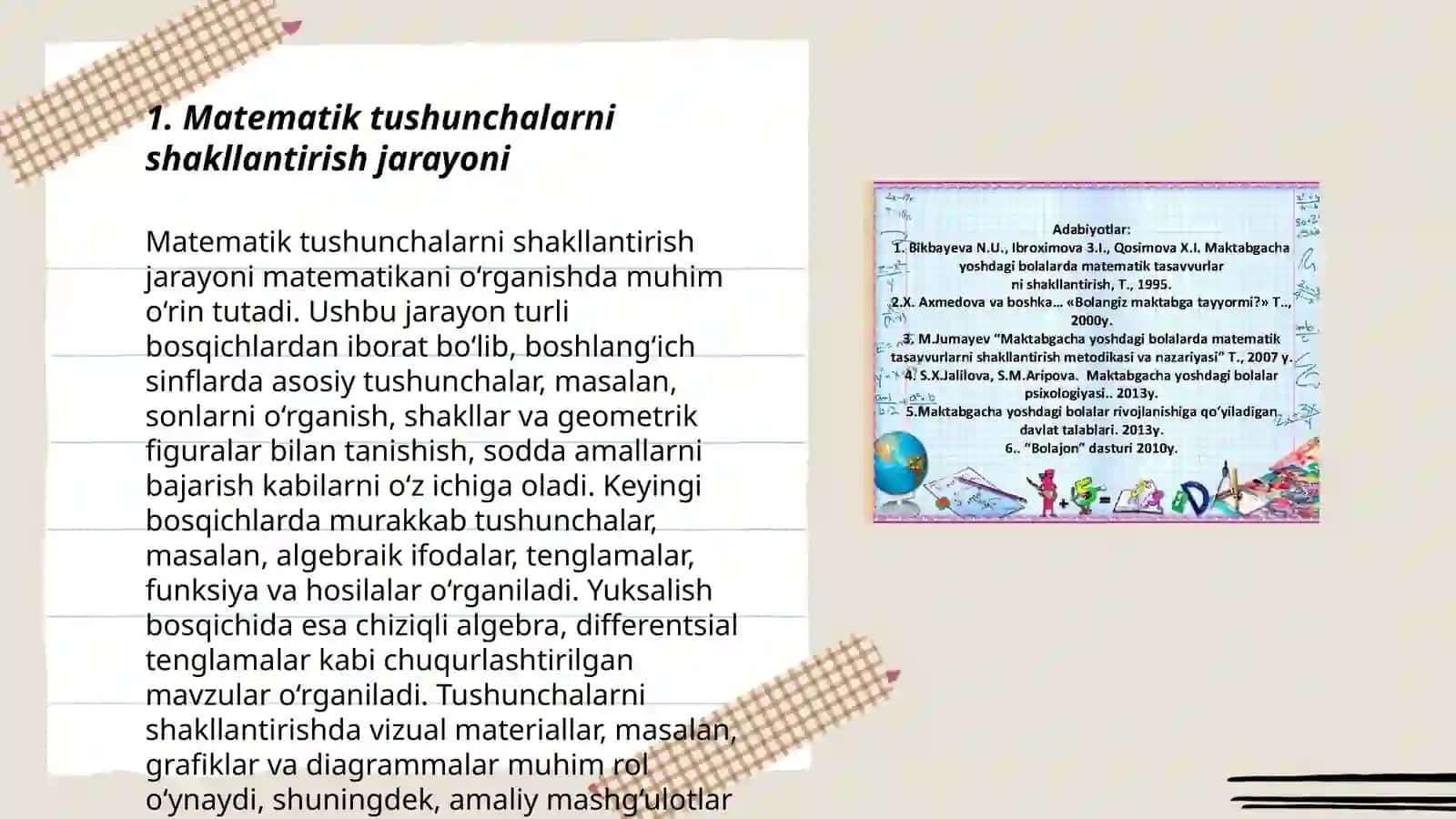 Matematik tushunchalarni shakllantirish manbalari 3