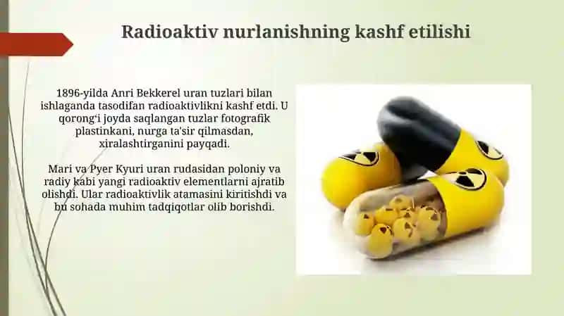 Radioaktiv nurlar, ularning xossalari 3