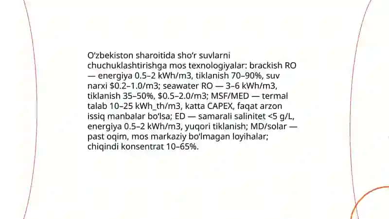 Oʻzbekiston sharoitida shoʻr suvlarni chuchuklashtirish 3