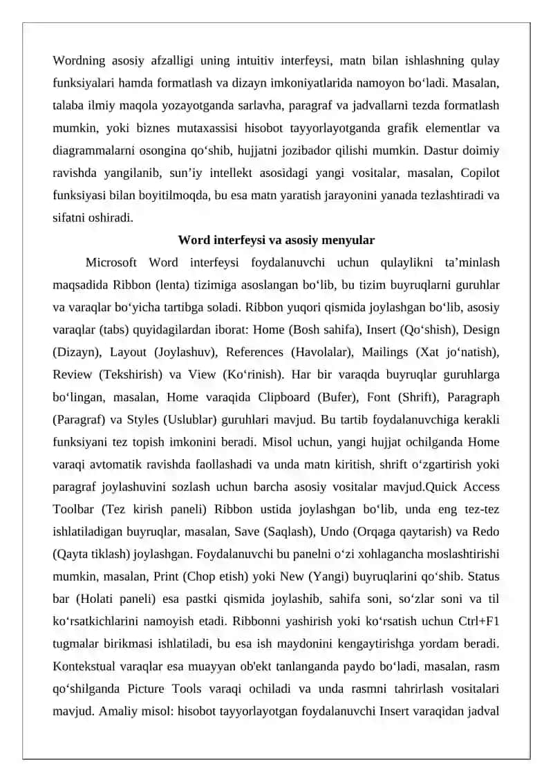 Microsoft Word matn muharriri 3