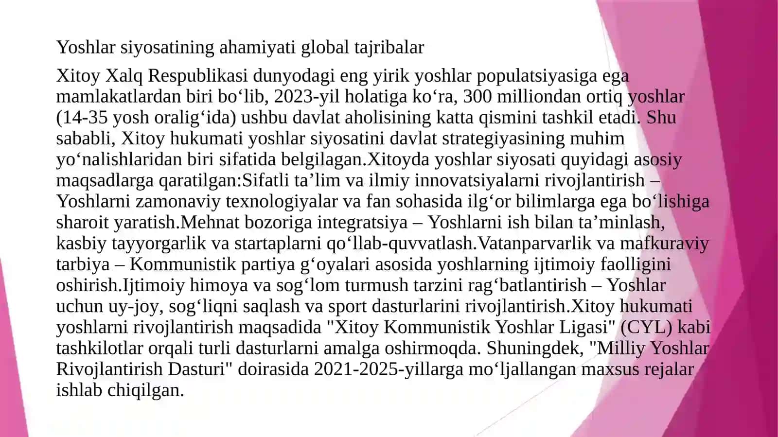 Yoshlar siyosati sohasida Xitoy tajribasi 3