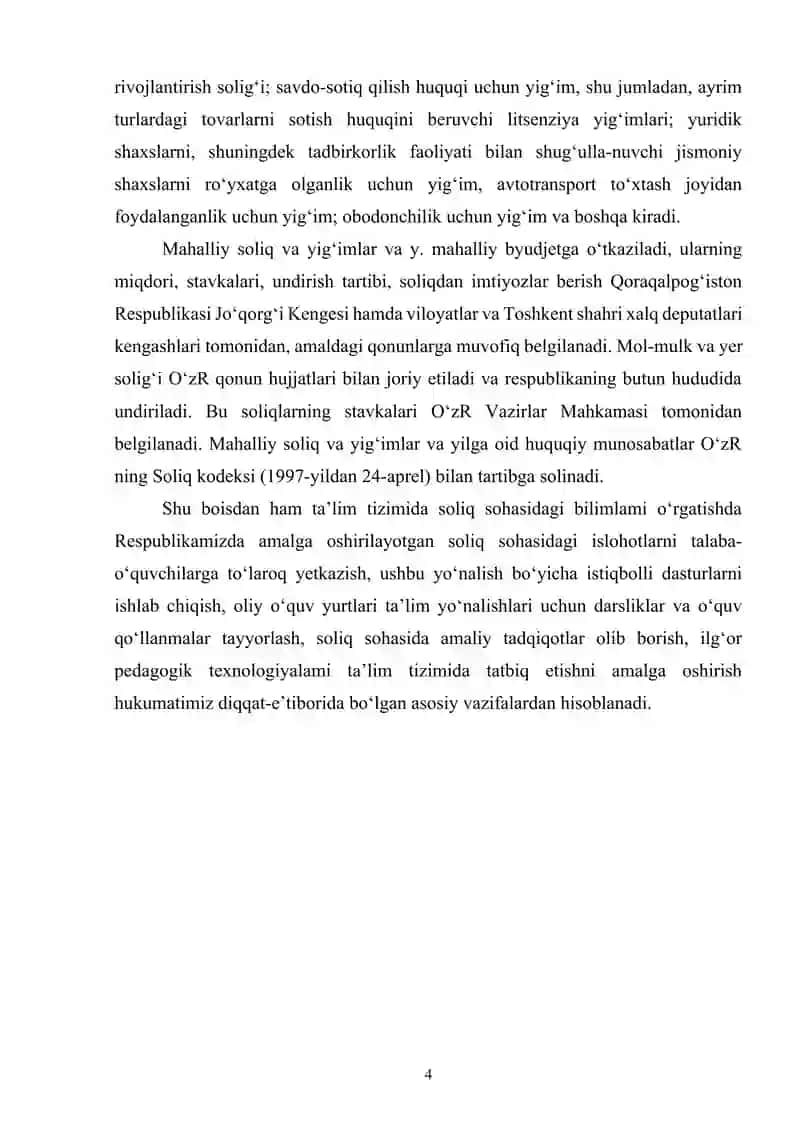 Oʻzbekiston Respublikasida amalda boʻlgan soliqlar va yigʻimlar 3
