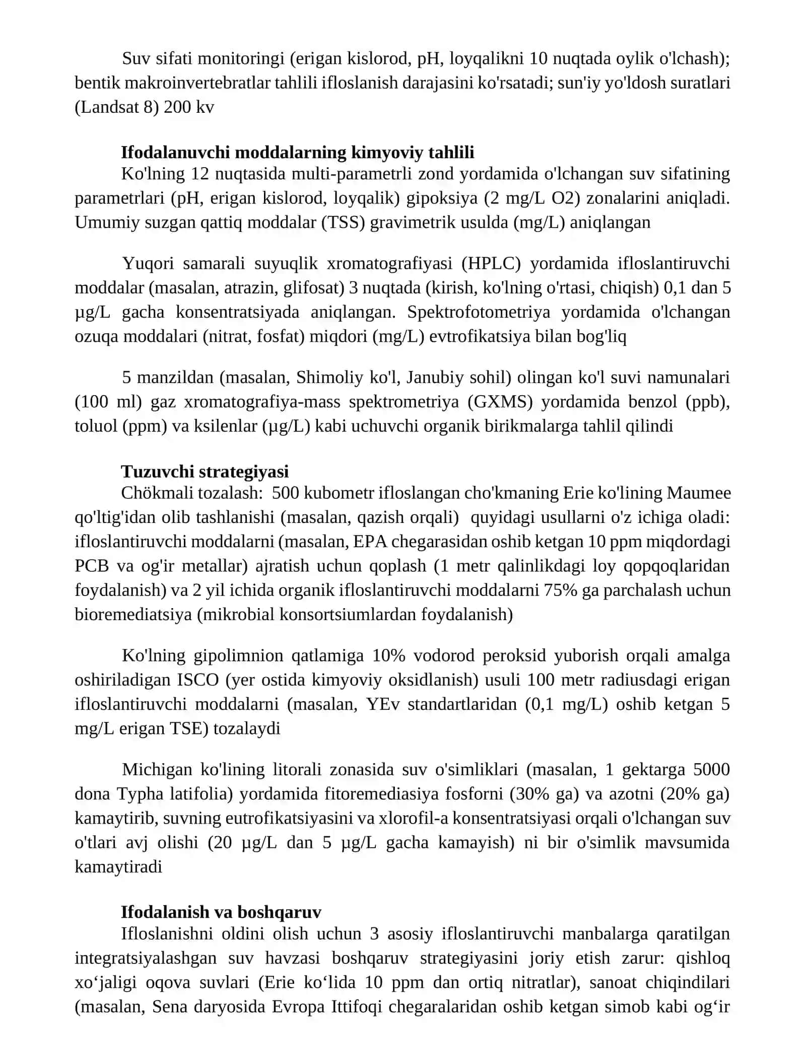 Suv havzalarining ifloslanish darajasini belgilash va uni tozalash usullari 3