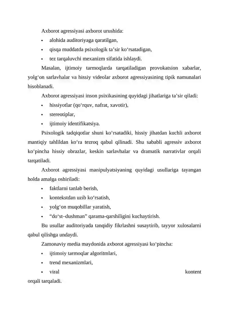 MEDIA MAYDONIDA “AXBOROT AGRESSIYASI” TUSHUNCHASINING NAZARIY ASOSLARI 3