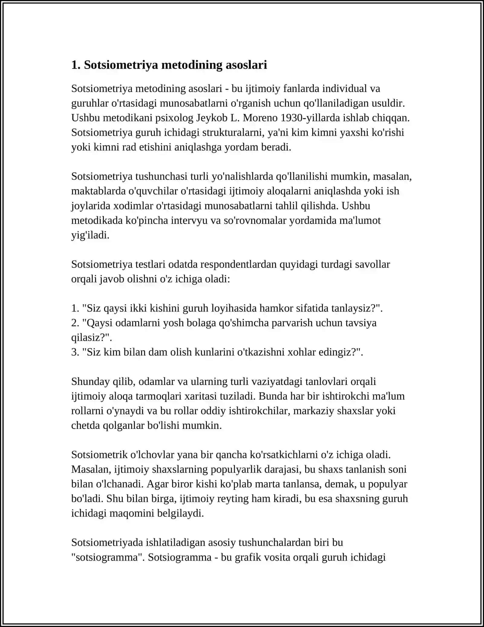 Sotsiometriya Metodining Ozigis Xos Jihatlari 3