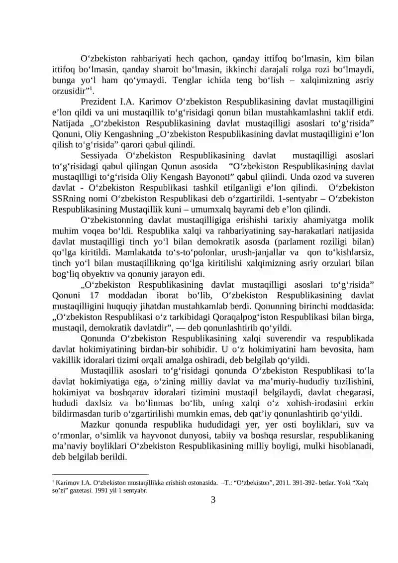 Mustaqil O‘zbekiston Respublikasi tashkil topishining tarixiy ahamiyati 3