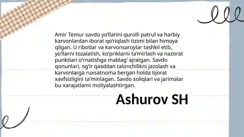 Amir Temur Iqtisodiy g'oya 3