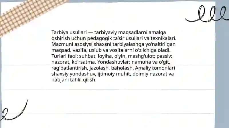 Tarbiya usullari haqida tushuncha 3