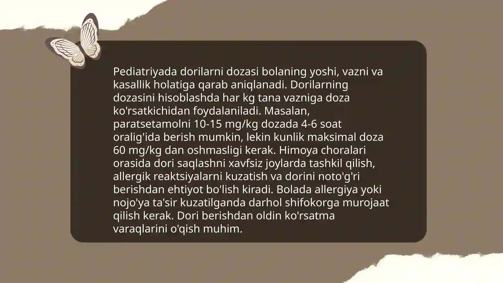 Pediatriya amaliyotida dorilarni qoʻllanishi 3
