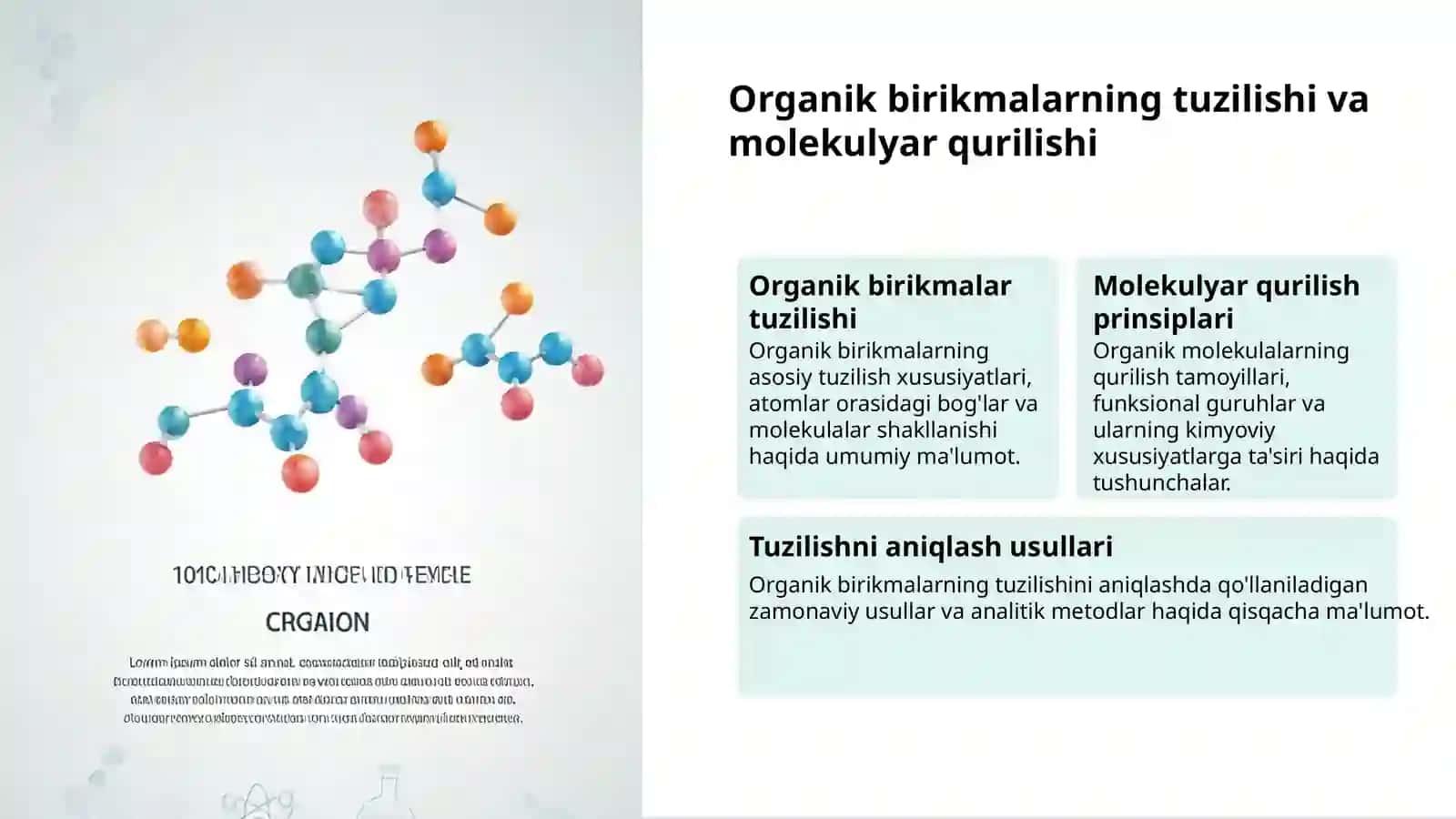 Organik kimyo: tarix va o'ziga xosliklar 3