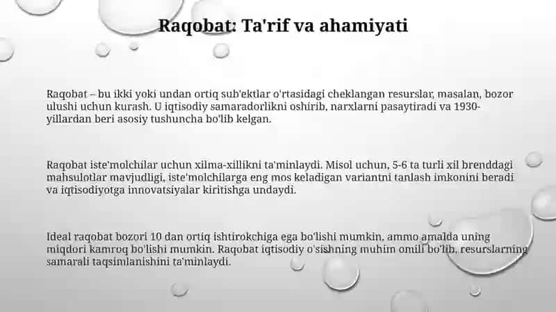 Raqobatning iqtisodiyotdagi roli 3