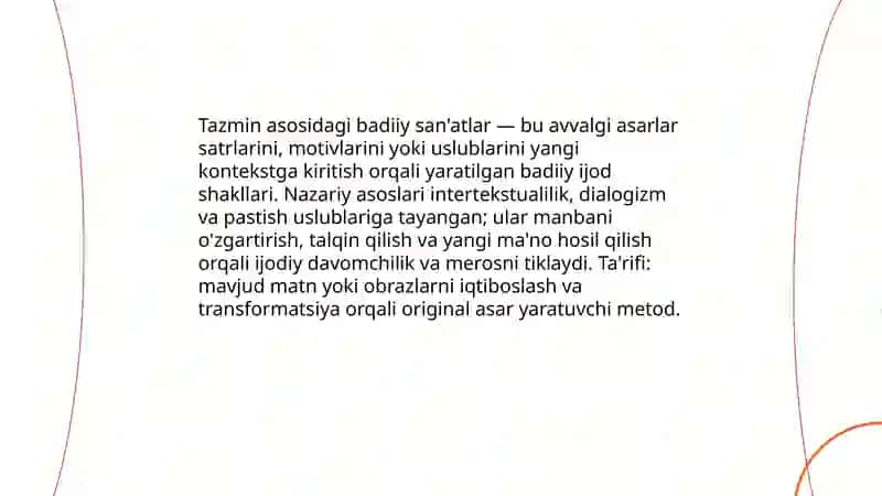 Tazmin asosidagi badiiy san'atlar 3