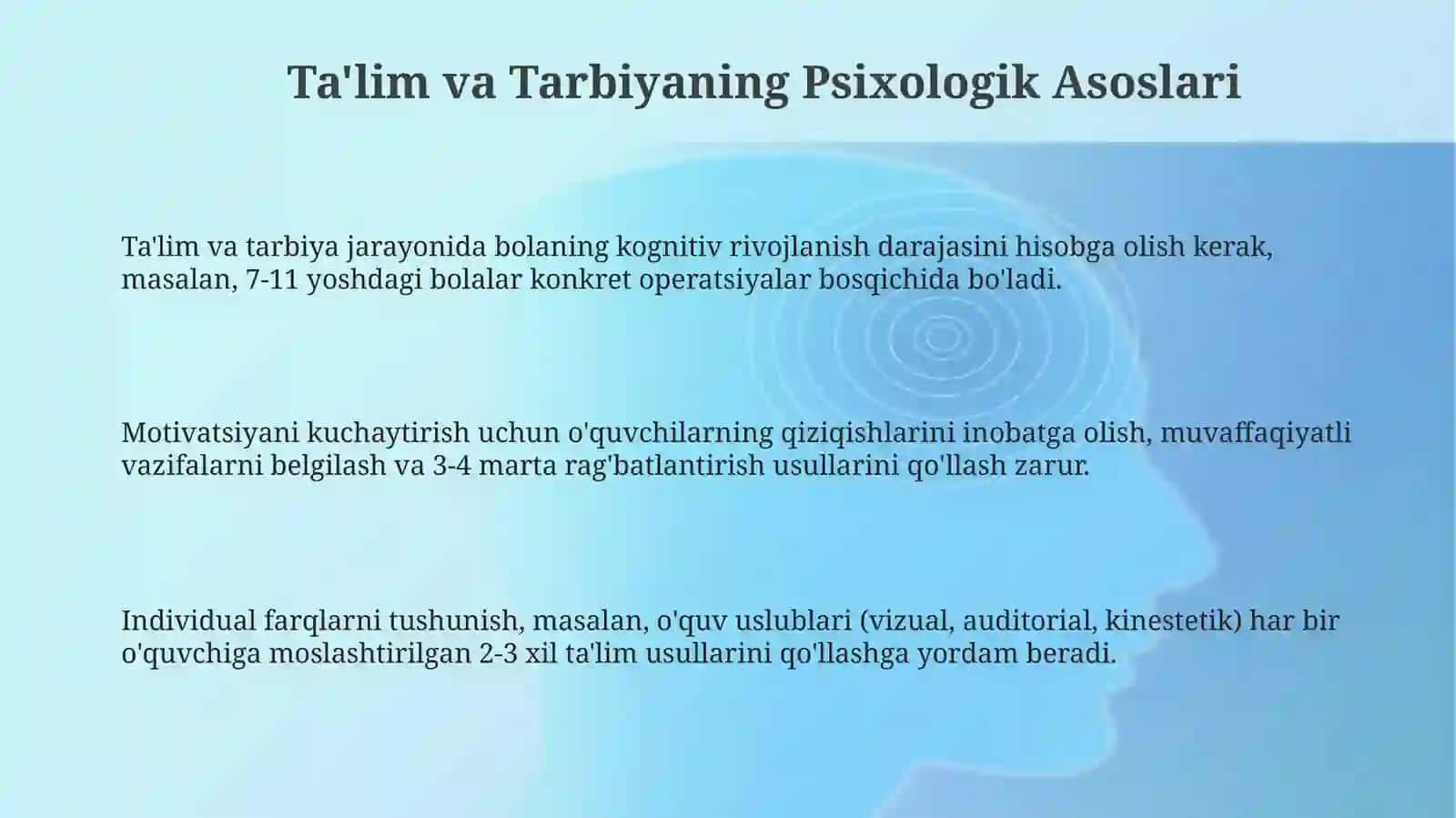 Ta'lim va Tarbiyaning Psixologik Asoslari 3