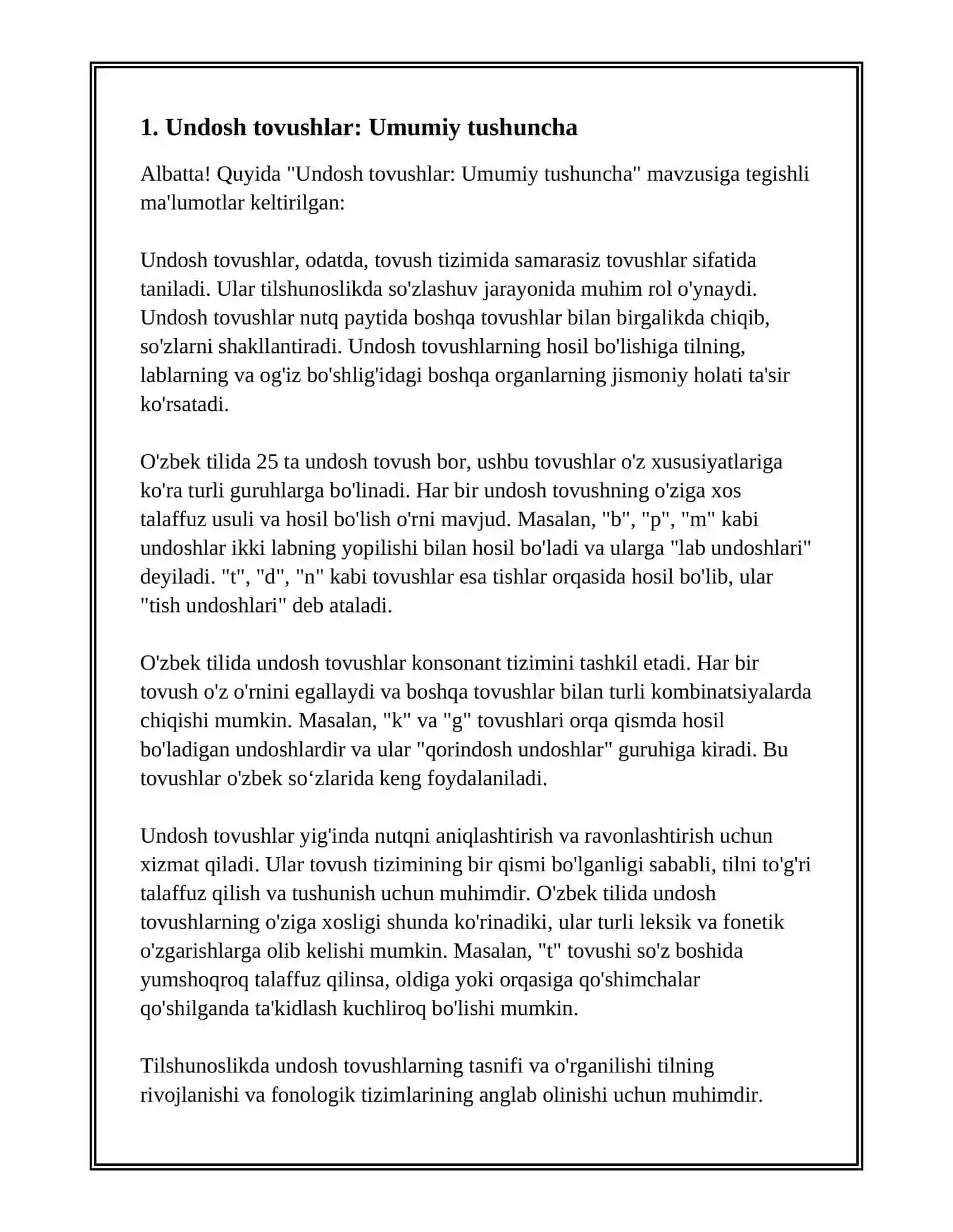 HOZIRGI O‘ZBEK ADABIY TILIDA UNDOSHLAR TASNIFI. 3