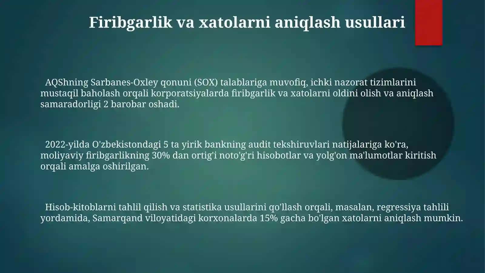 Audit tekshiruvlarida aldash va xato 3