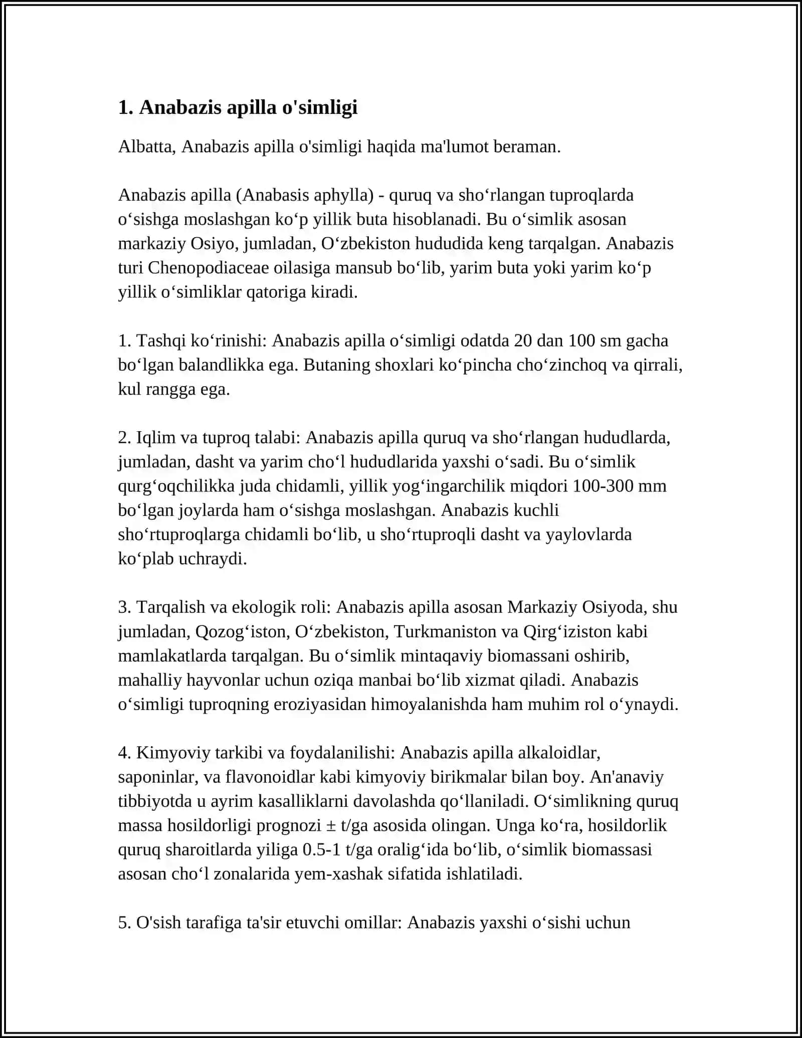 ANABASIS APYLLA O'SIMLIGI ALKALOIDLARI 3