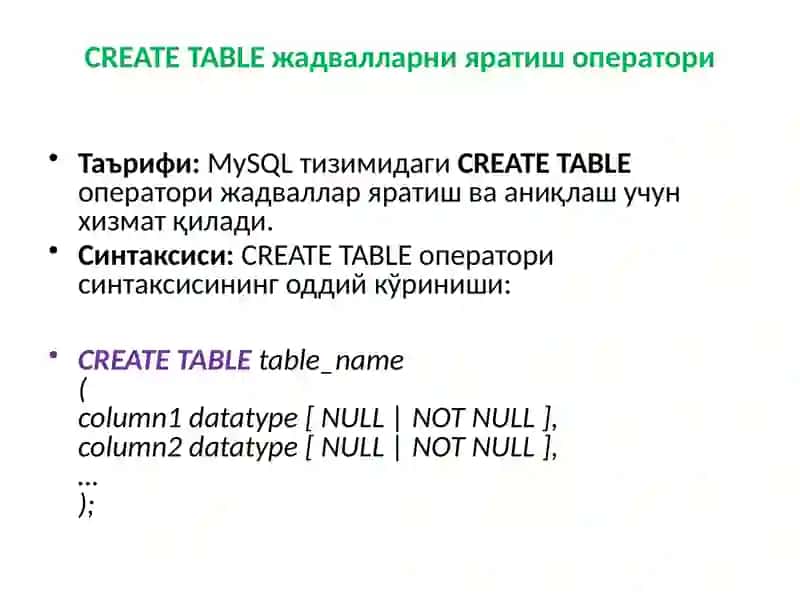 MySQL foydalanuvchi dasturi bilan ishlash 3