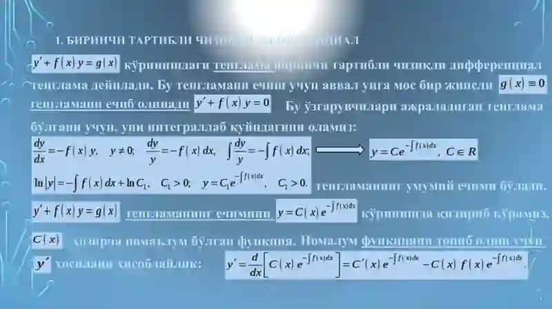 Биринчи тартибли чизиқли дифференциал тенглама 3