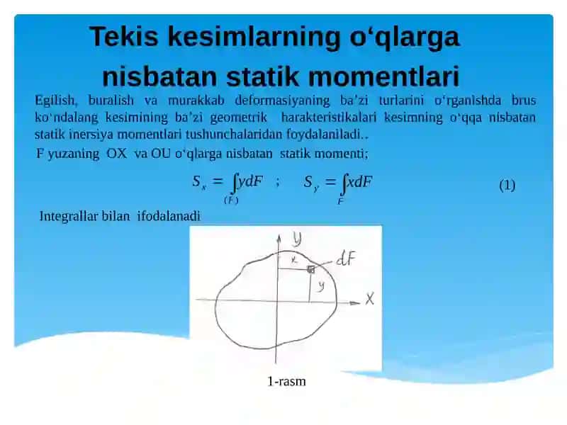 Tekis kesimlarning geometrik xarakteristikalari 3