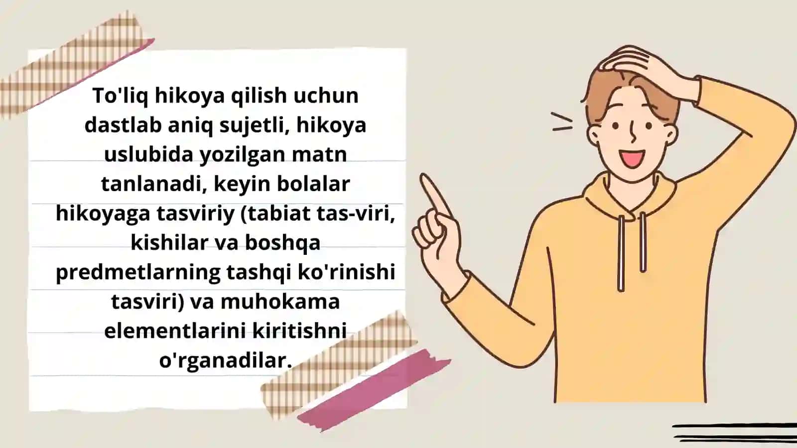 To'liq yoki matnga yaqinlashtirib qayta hikoyalash va bayon 3