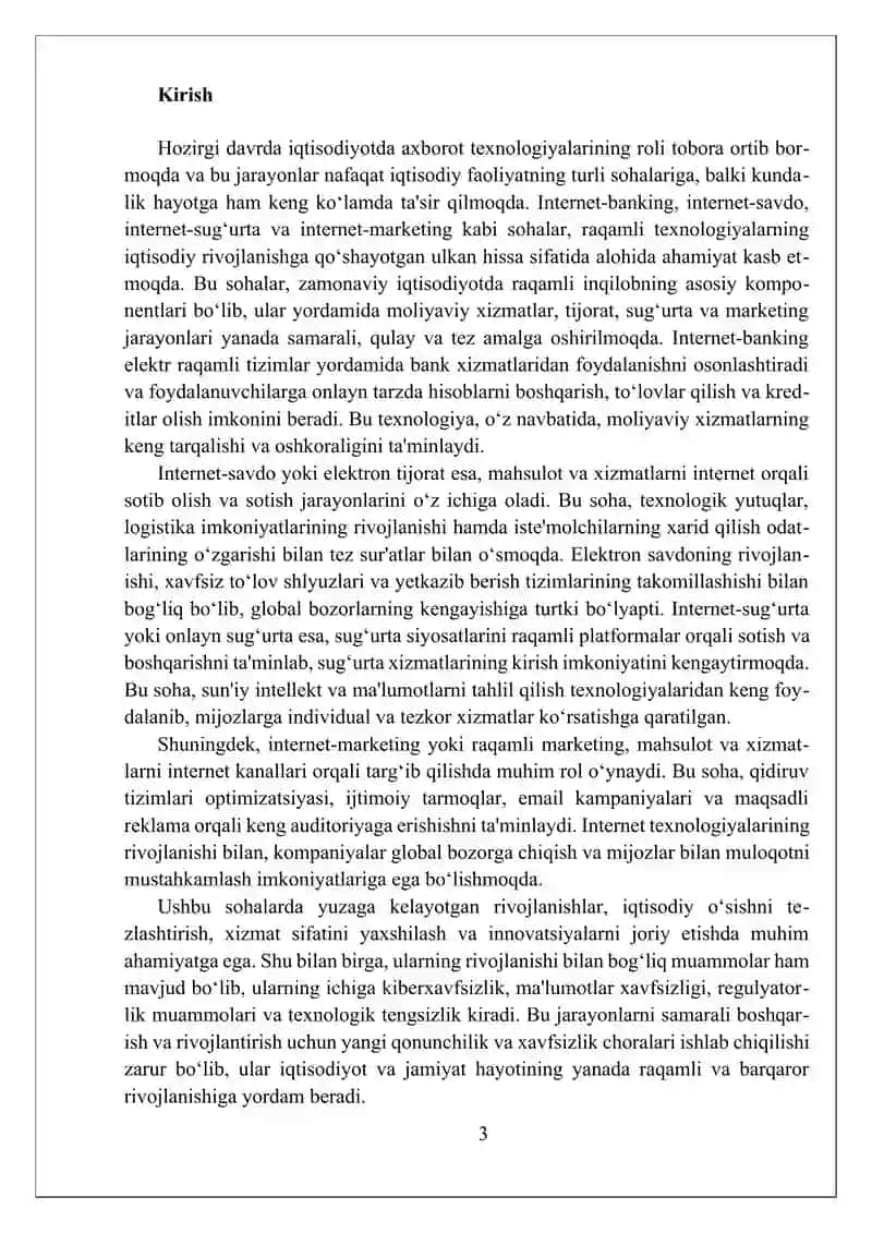 INTERNET-BANKING, INTERNET-SAVDO, INTERNET-SUG‘URTA, INTERNET-MARKETING. 3