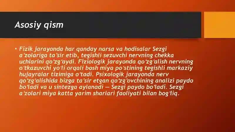 Sezgilar va uning nerv-fiziologik asoslari 3