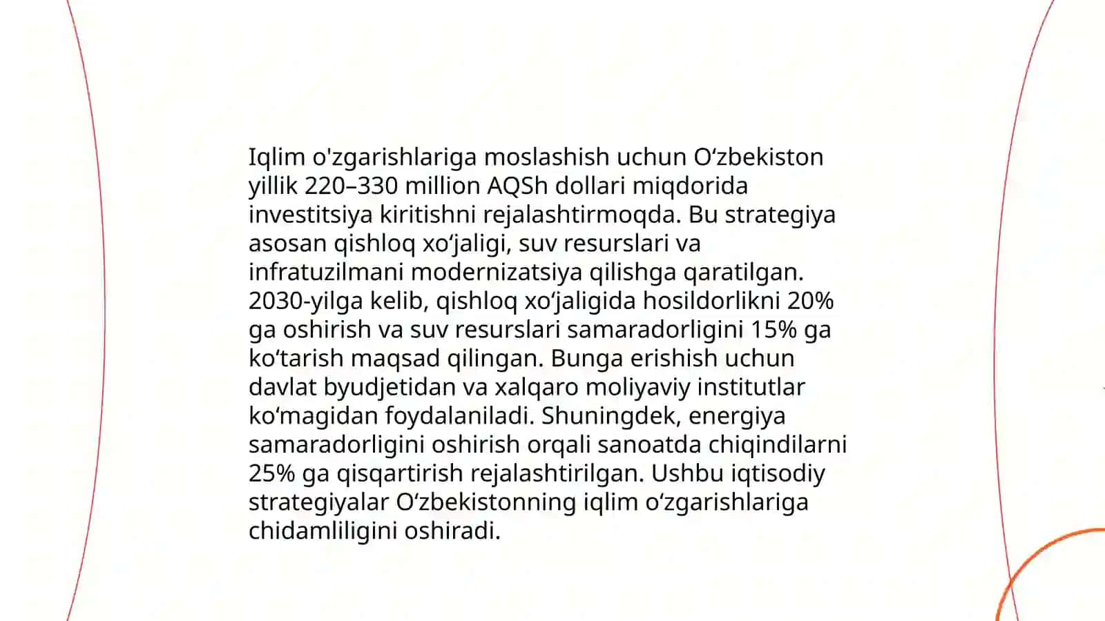 Iqlim õzgarishlari oqibatlariga moslashish va tabiiy resurslardan oqilona foydalanish yõllari 3