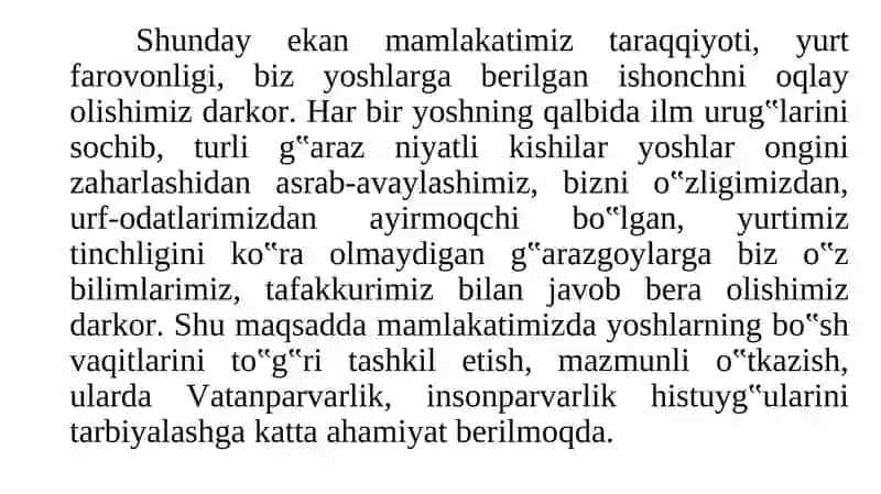 Mustaqillik yoshlarga nima berdi 3